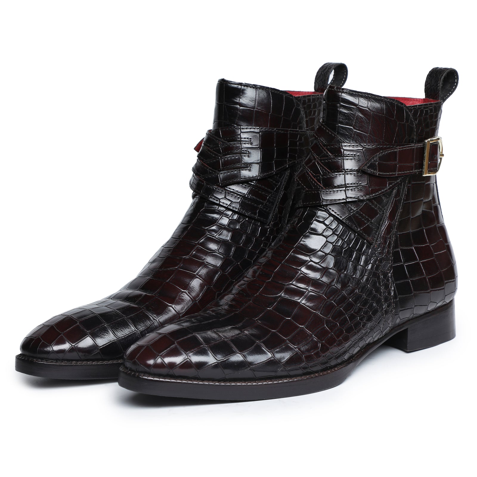 Jodhpur Boots- Croc Burgundy & Brown