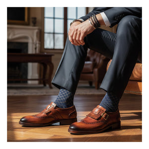 Wingtip Brogue Kiltie Monk Strap- Brown