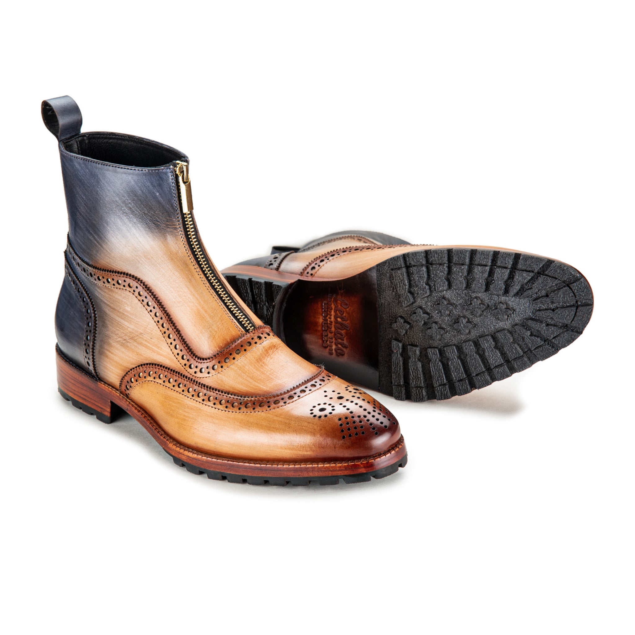 mens leather dress boots with zipper Men's Major Zip-Up Boot In Tan 'Cuero' Leather