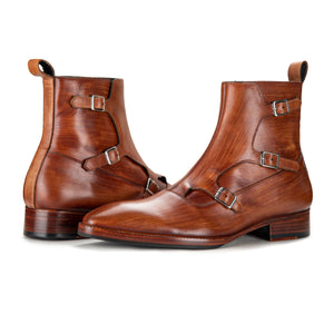 Triple Monk Strap Boots - Wooden