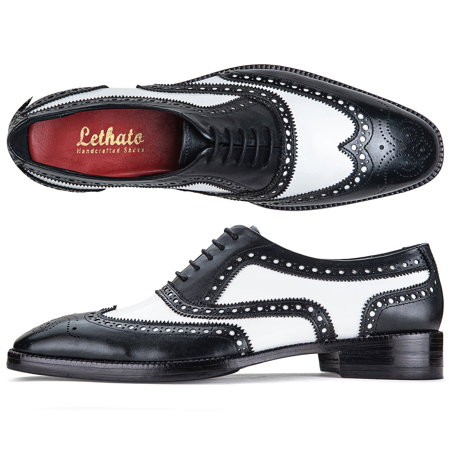 Spectator Wingtip Oxford Shoe - Black/White | Lethato STANDARD / US 12.5-13 / UK 12 / Black & White Spectator Wingtip Oxford Shoe - Black/White | Lethato STANDARD / US 12.5-13 / UK 12 / Black & White