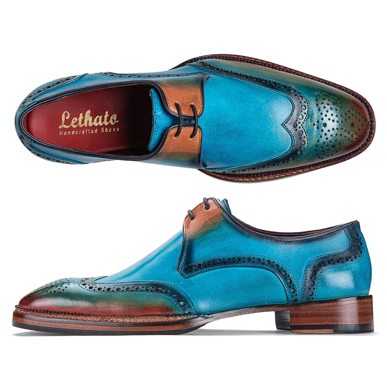 Wingtip Derby Shoes- Blue STANDARD / US 12.5-13 / UK 12 / Blue