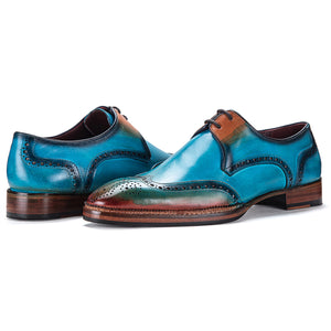 Wingtip Derby Shoes- Blue - Lethato Wingtip Derby Shoes- Blue - Lethato
