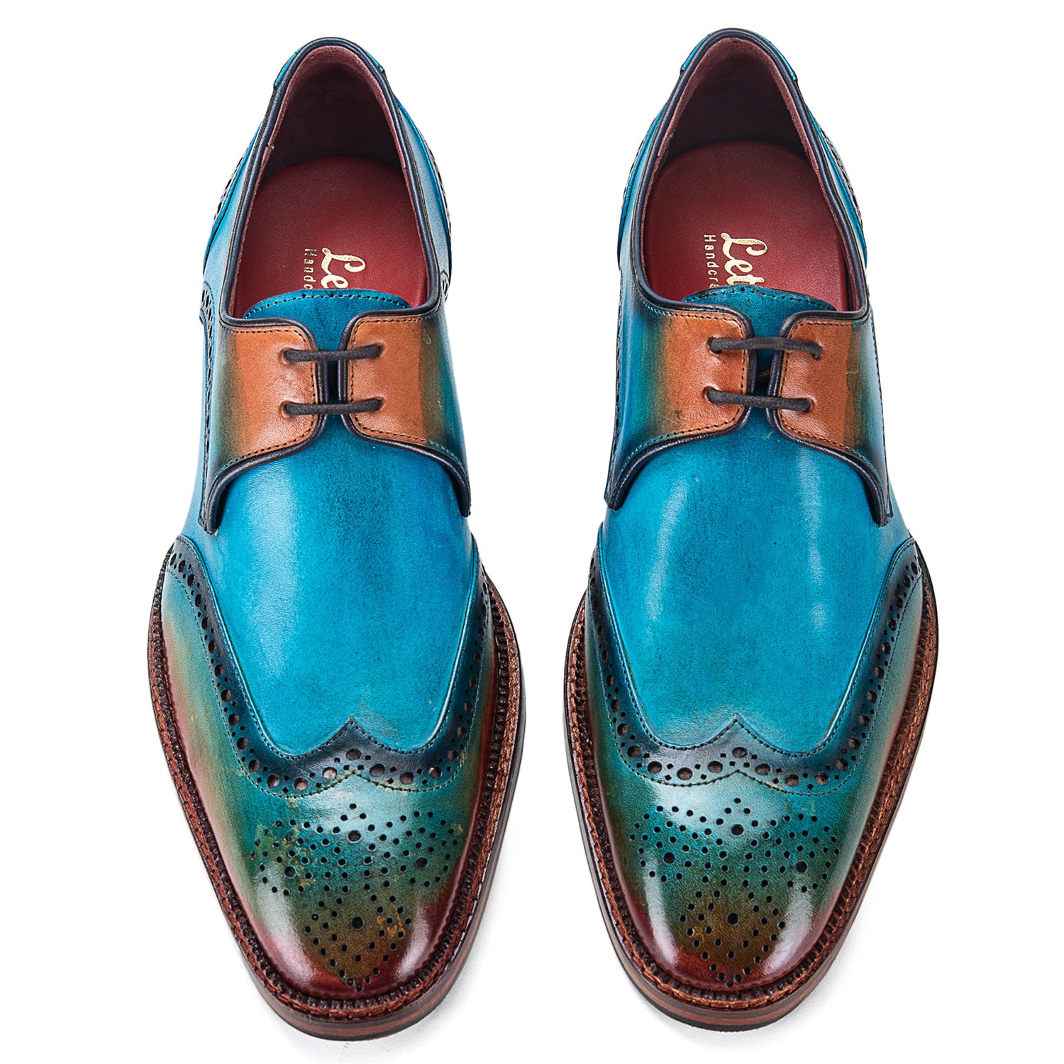 Wingtip Derby Shoes- Blue - Lethato Wingtip Derby Shoes- Blue - Lethato