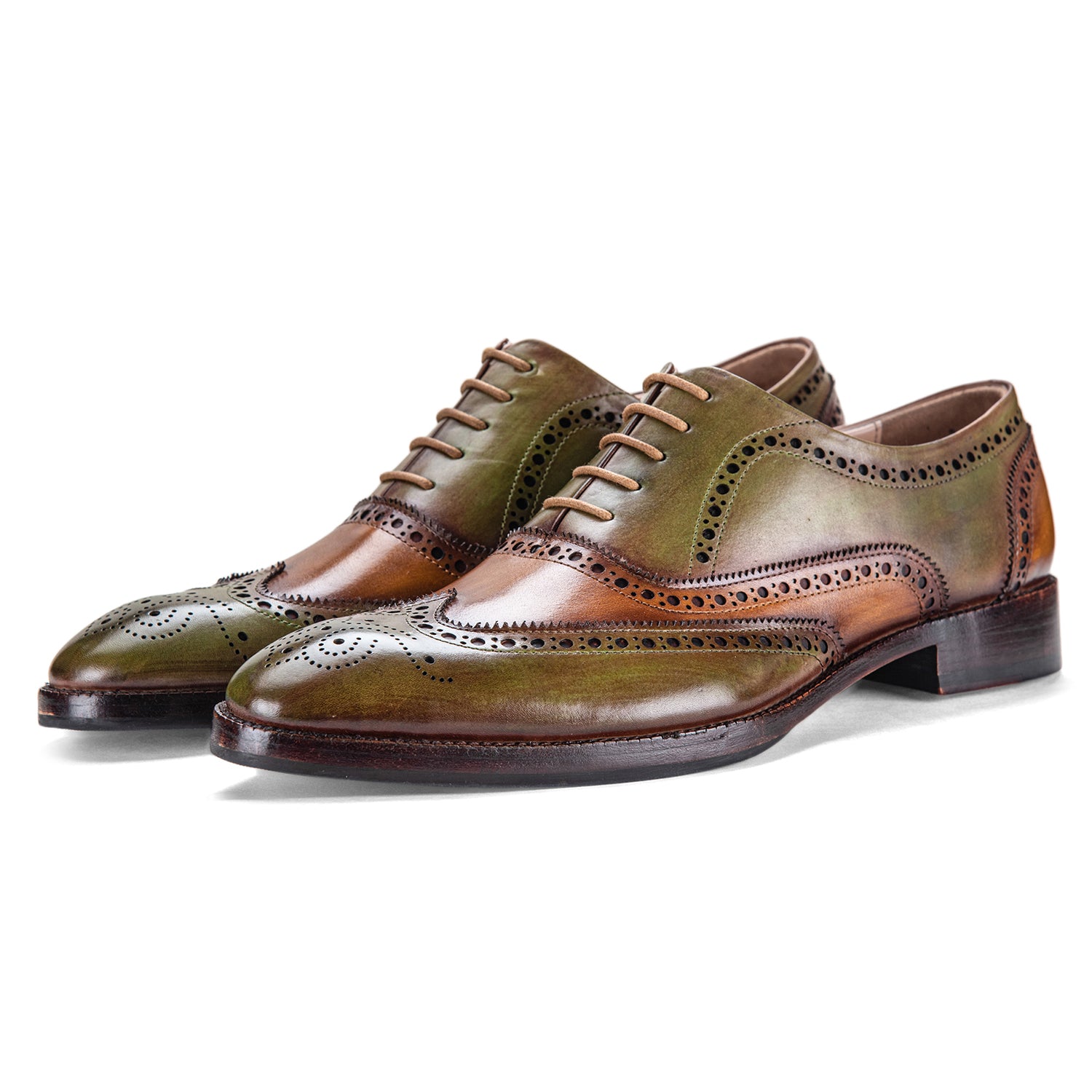 Handcrafted Leather Wingtip Brogue Oxford- Green by Lethato STANDARD / US 8.5-9 / UK 8 / Green