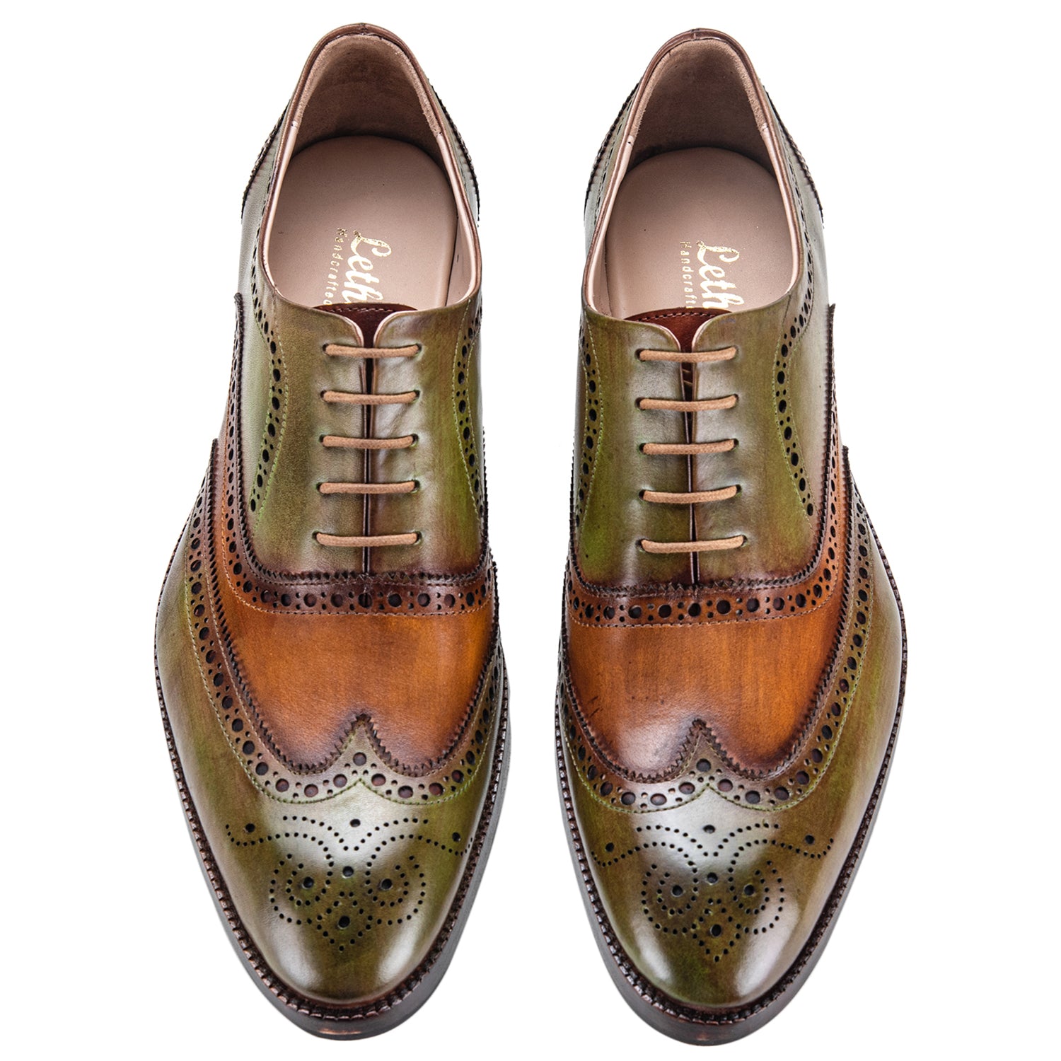 Handcrafted Leather Wingtip Brogue Oxford- Green by Lethato WIDE / US 8.5 9 / Green Handcrafted Leather Wingtip Brogue Oxford- Green by Lethato WIDE / US 8.5 9 / Green