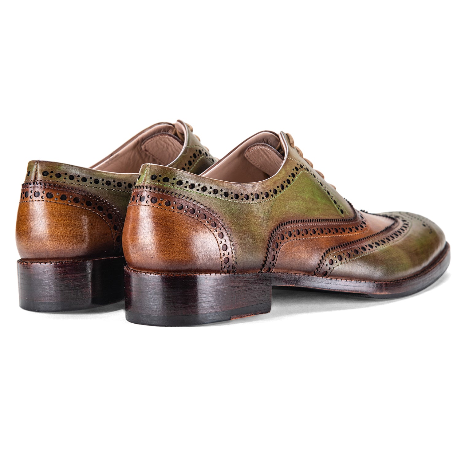 Handcrafted Leather Wingtip Brogue Oxford- Green by Lethato Handcrafted Leather Wingtip Brogue Oxford- Green by Lethato