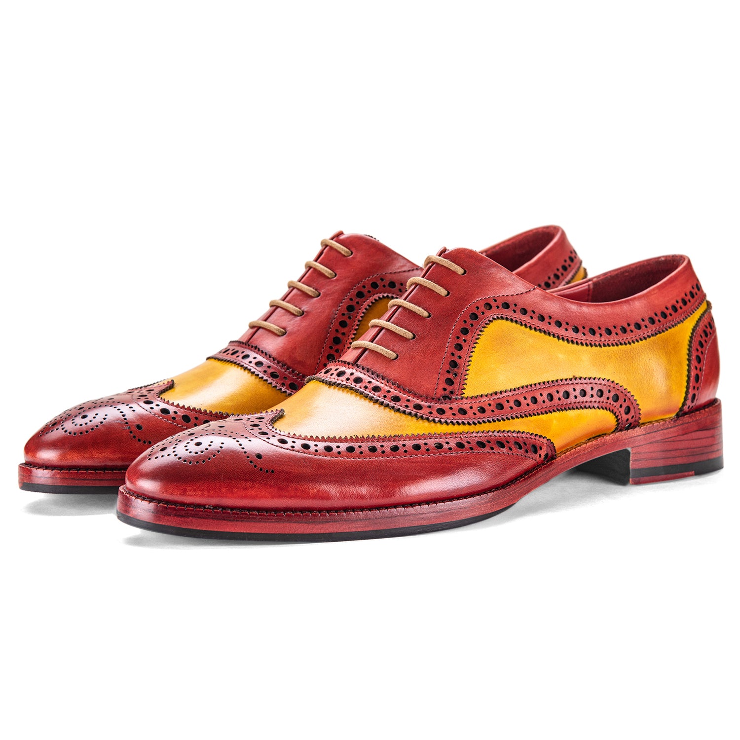 Wingtip Brogue Oxford – Rot & Hellbraun