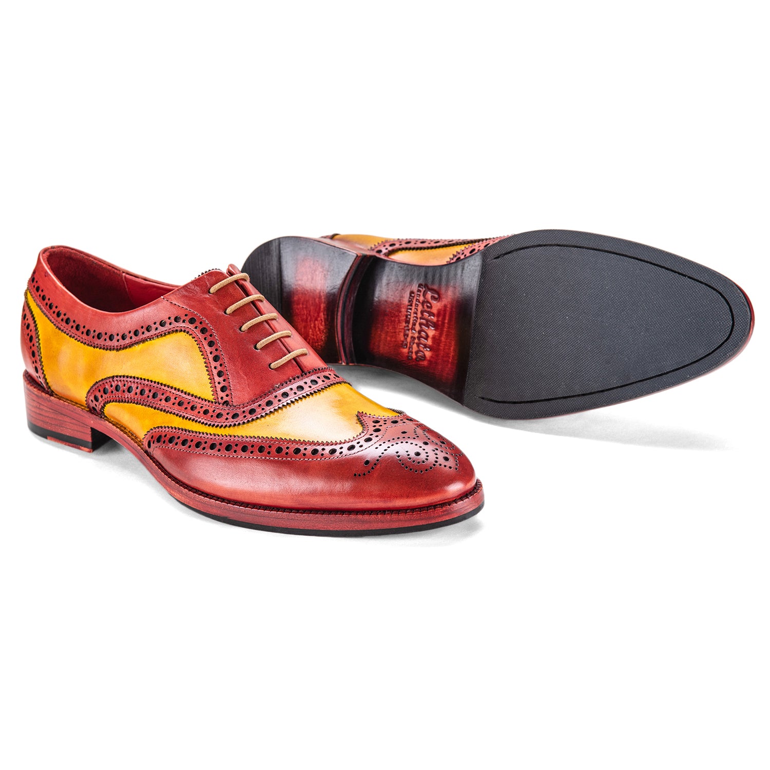 Wingtip Brogue Oxford – Rot & Hellbraun