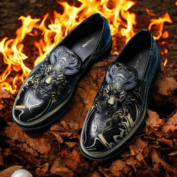 The King Lion Designer Print Sneakers- Black Grey Lethato