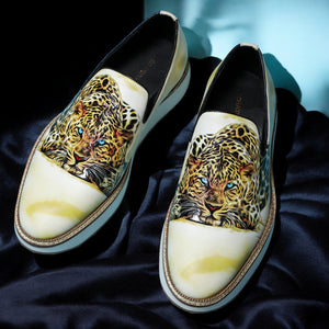 Leopard Designer Print Sneakers in Golden