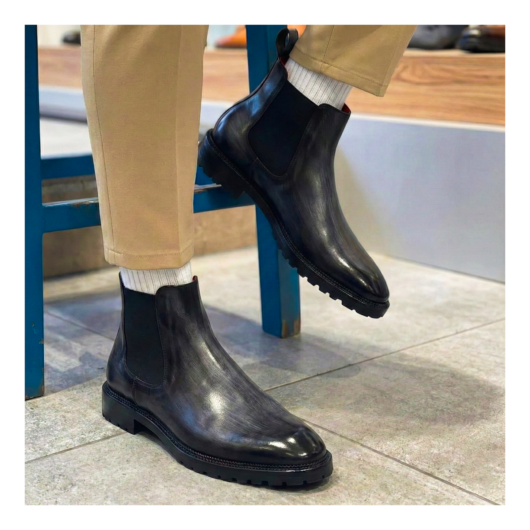Mens Chelsea Boots- Grey : Lethato STANDARD / US 13.5-14 / UK 13 / Grey Mens Chelsea Boots- Grey : Lethato STANDARD / US 13.5-14 / UK 13 / Grey