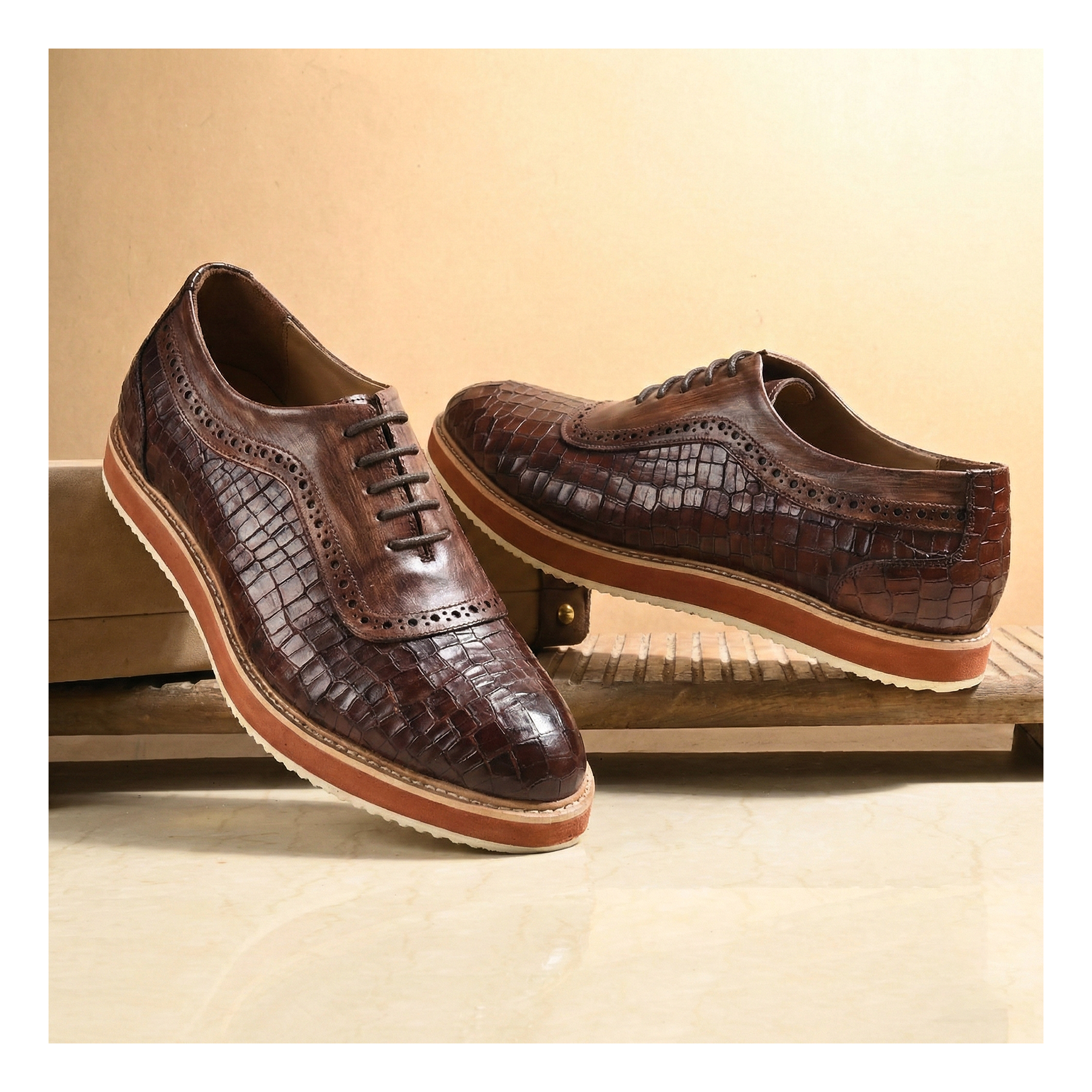 chinese dress ladies Oxford Sneakers - Croc Brown