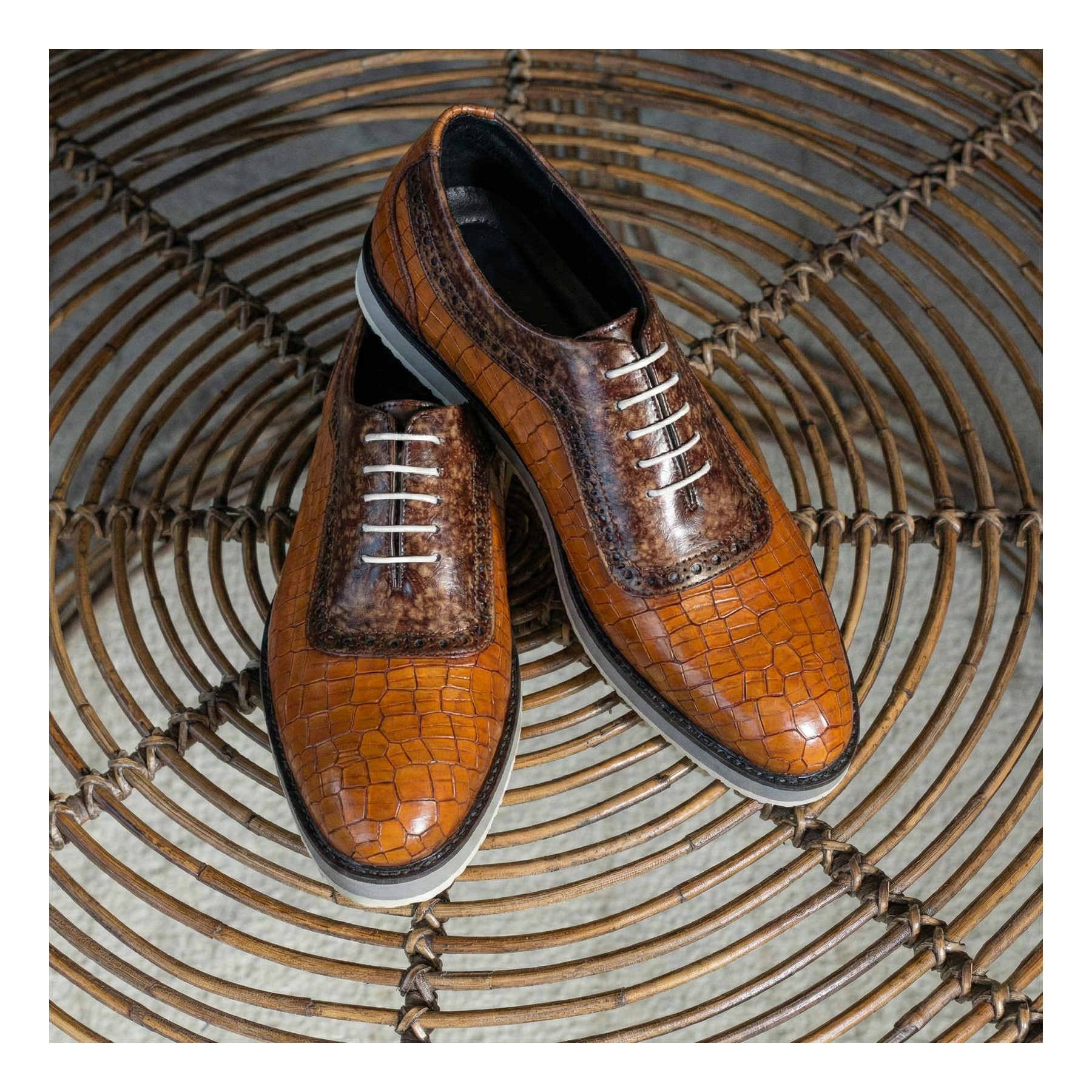 Oxford Sneakers- Croc Tan & Brown | Lethato display picture 1