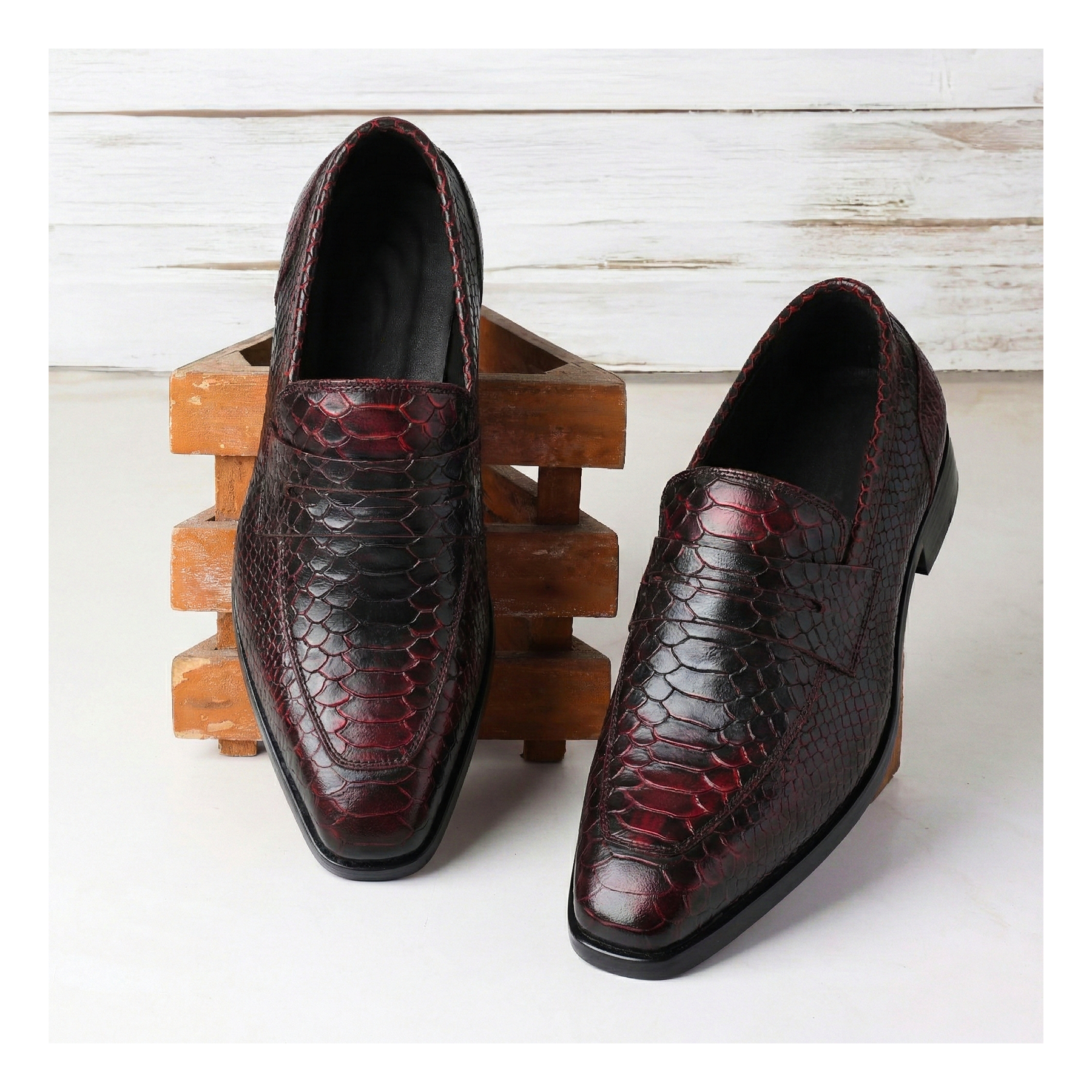 Buy Penny Loafers - Croc Wine Red STANDARD / US 8.5-9 / UK 8 / Croc Wine Red