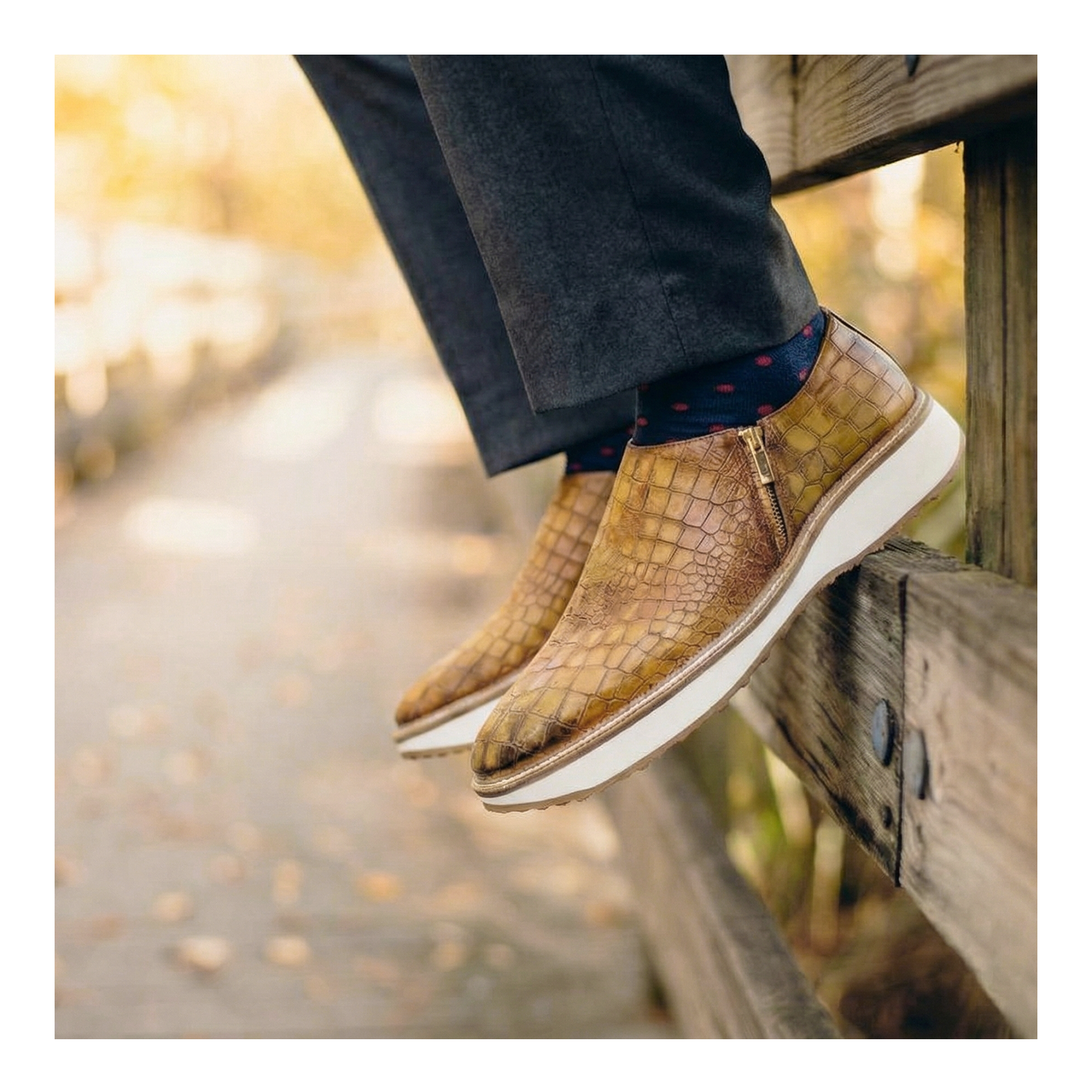 Slip On Zipper Sneakers- Crocs Olive Tan | Lethato display picture 3