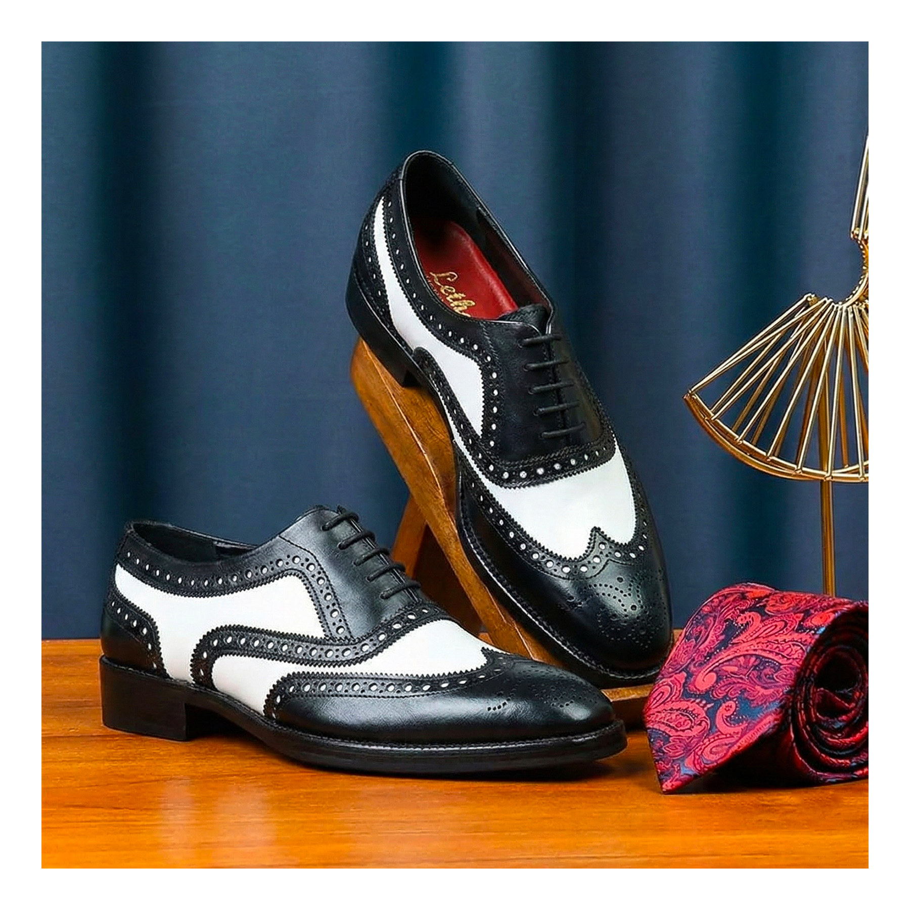 Spectator Wingtip Oxford Shoe - Black/White | Lethato STANDARD / US 12.5-13 / UK 12 / Black & White Spectator Wingtip Oxford Shoe - Black/White | Lethato STANDARD / US 12.5-13 / UK 12 / Black & White