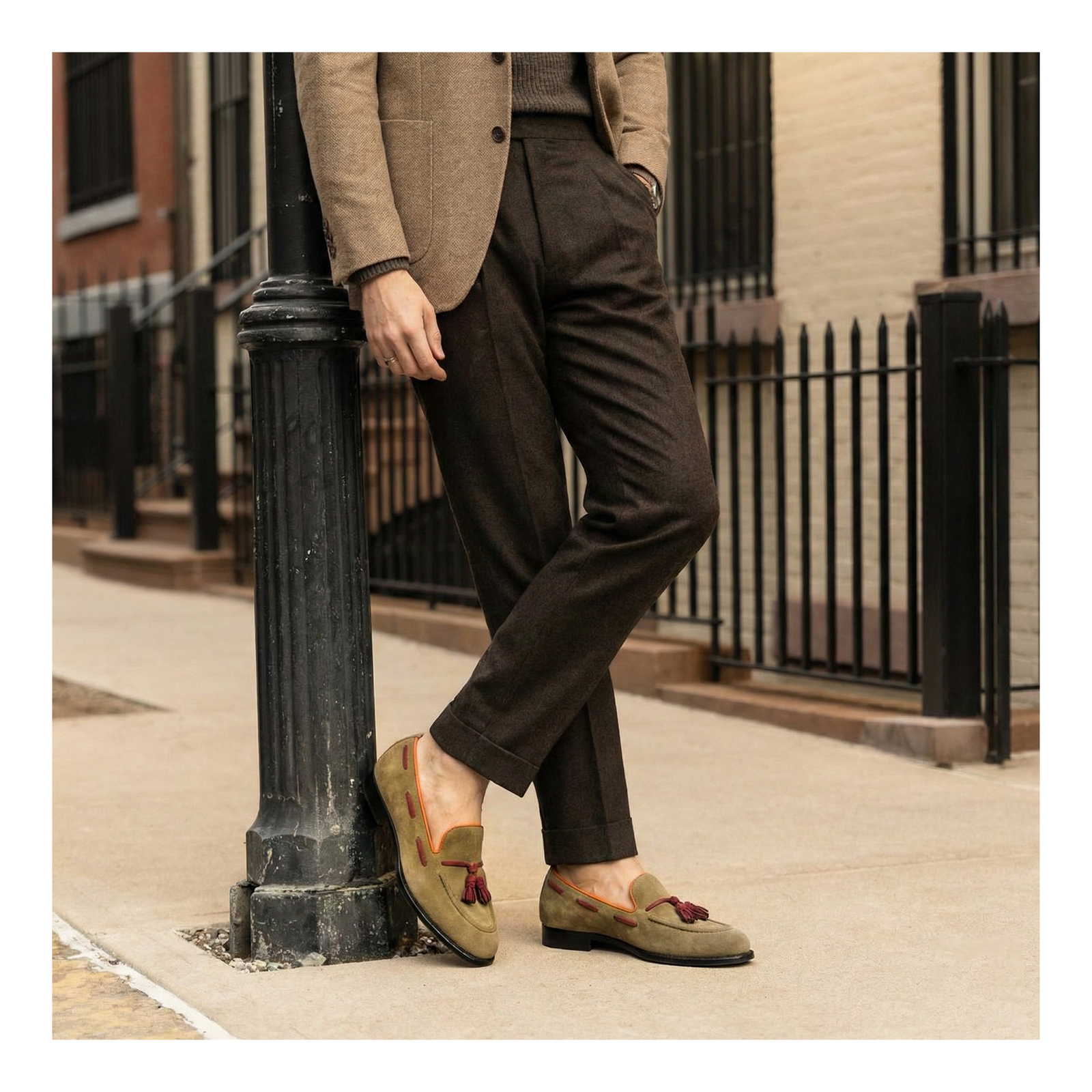 Tassel Loafers - Olive Suede