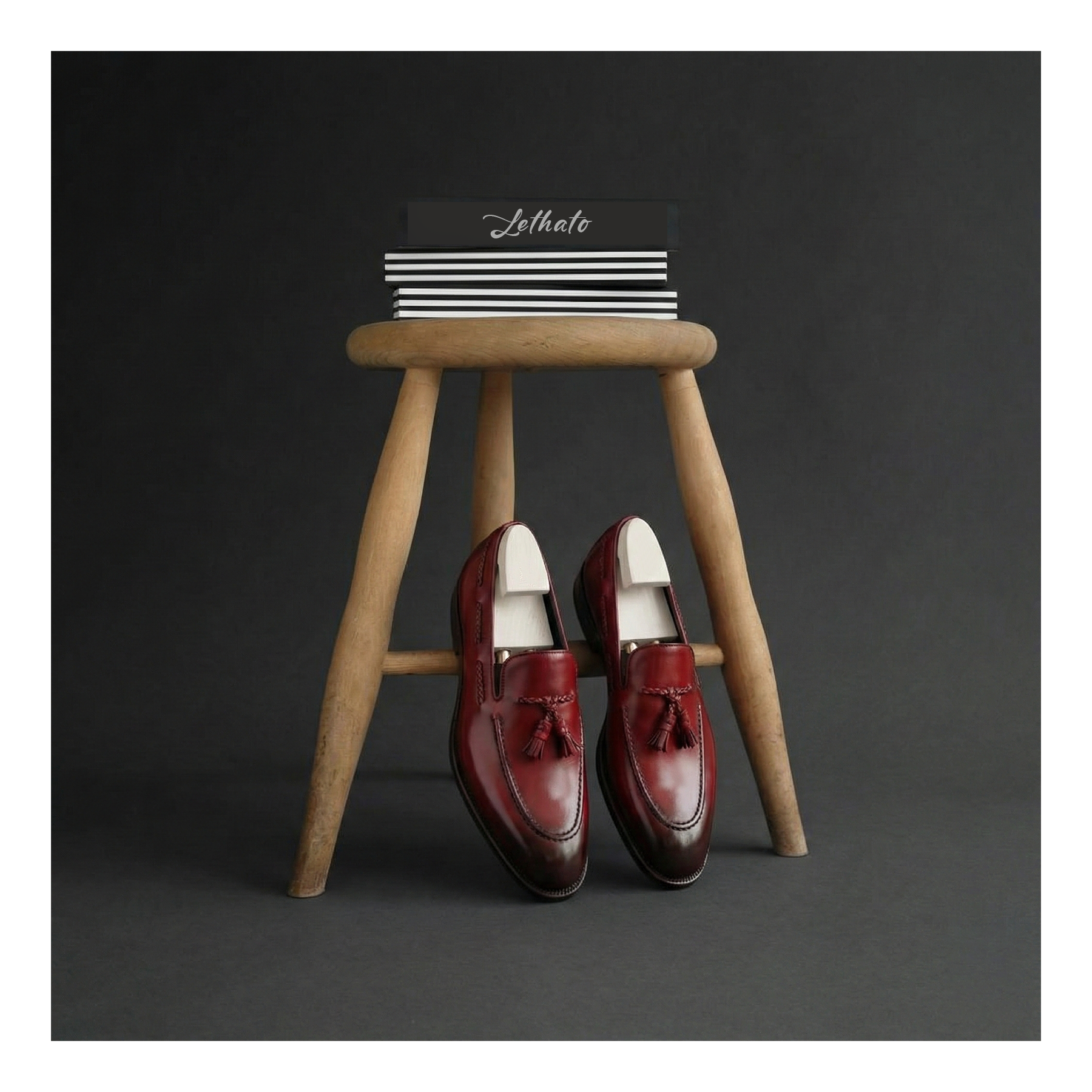 Steeple Gate Tassel Loafers Mens Size 9D Burgundy Leather Wing Dress Shoes Italy Steeple Gates Slip-On Dress Shoe with Tassel Men main image 2