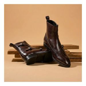 Triple Monk Strap Boots - Dark Brown