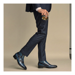 Triple Monk Strap Boots - Navy
