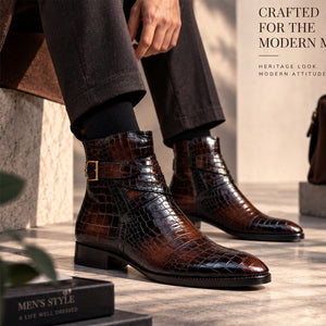 Jodhpur Boots- Croc Brown & Tan