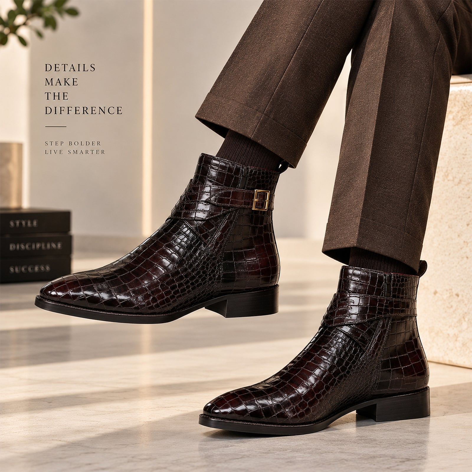 Jodhpur Boots- Croc Dark Brown