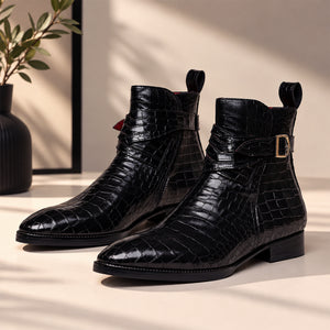 Mens Jodhpur Boots- Croc Black