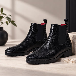 Mens Chelsea Boots- Croc Black