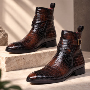 Jodhpur Boots- Croc Brown & Tan
