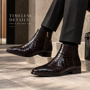 Zipper Boots - Croc Brown