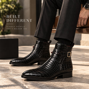 Mens Jodhpur Boots- Croc Black