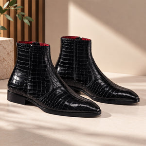 Zipper Boots - Croc Black