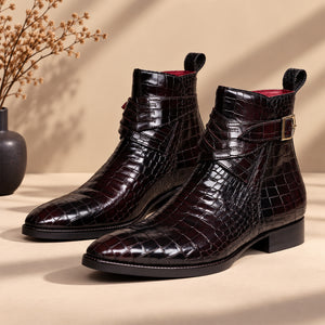 Jodhpur Boots- Croc Dark Brown