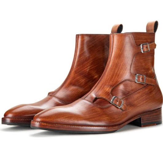Triple Monk Strap Boots Wooden