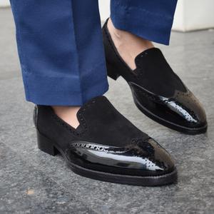 Wingtip Venetian Loafers - Black