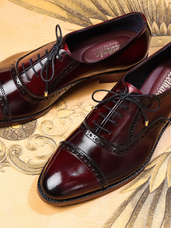 Lethato Classic Captoe Oxford - Wine Red