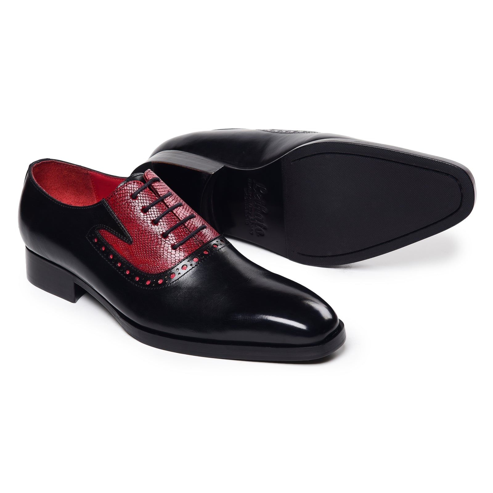 Men's Textured Oxfords - Black & Red