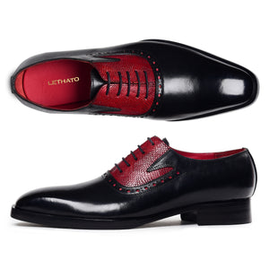 Men's Textured Oxfords - Black & Red