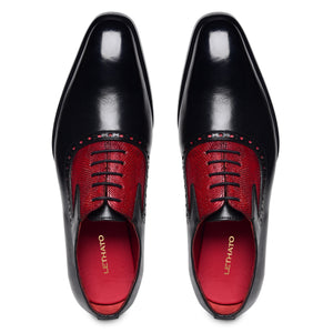 Men's Textured Oxfords - Black & Red