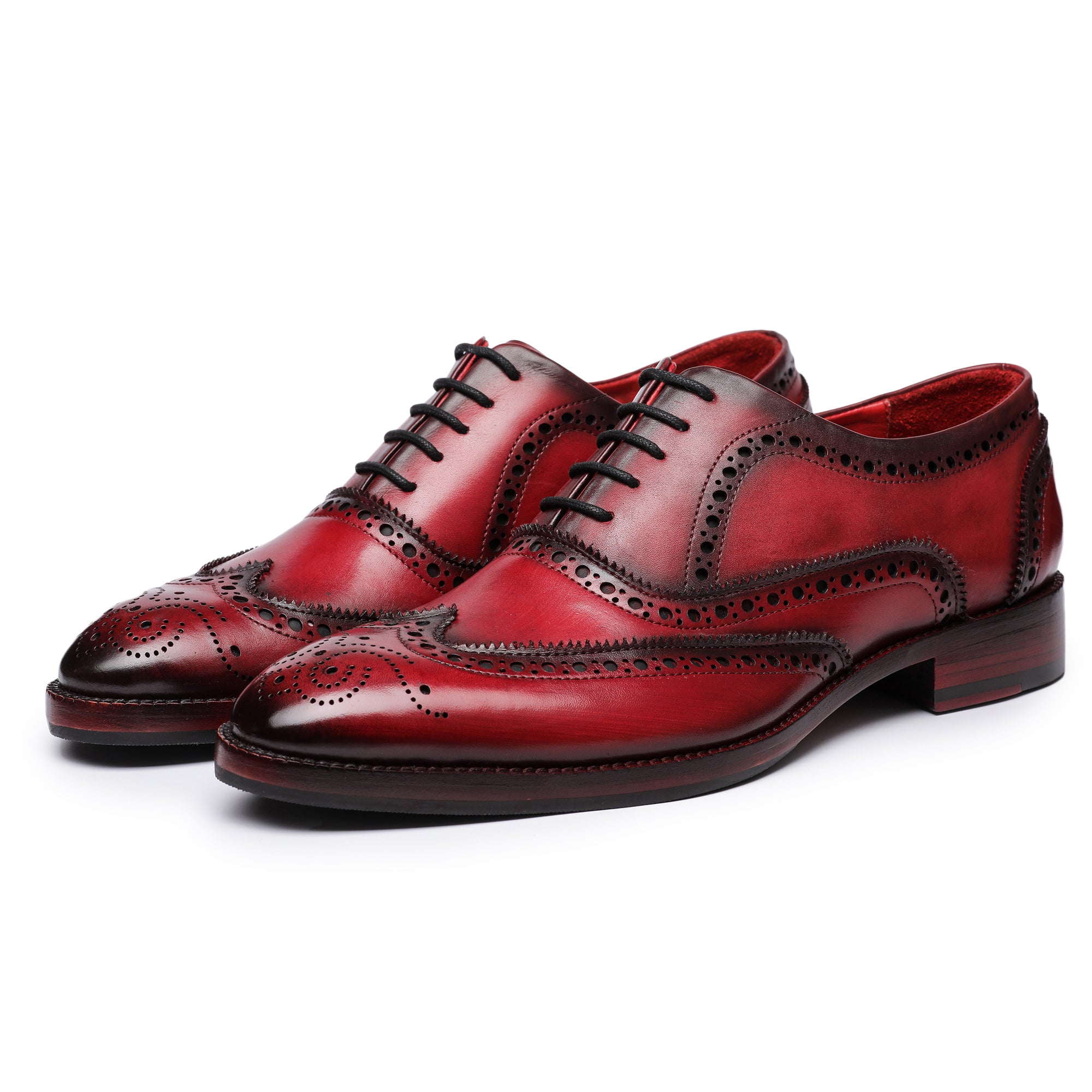 Oxford Shoes Wine Colored Mens Dress Shoes Wingtip Brogue Oxford