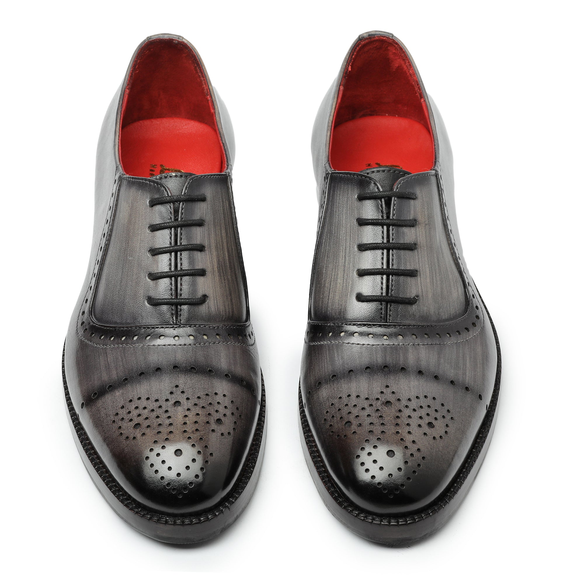 Medallion Toe Oxford- Gray Dress Shoes for Men by Lethato STANDARD / US 8.5-9 / UK 8 / Gray Medallion Toe Oxford- Gray Dress Shoes for Men by Lethato STANDARD / US 8.5-9 / UK 8 / Gray