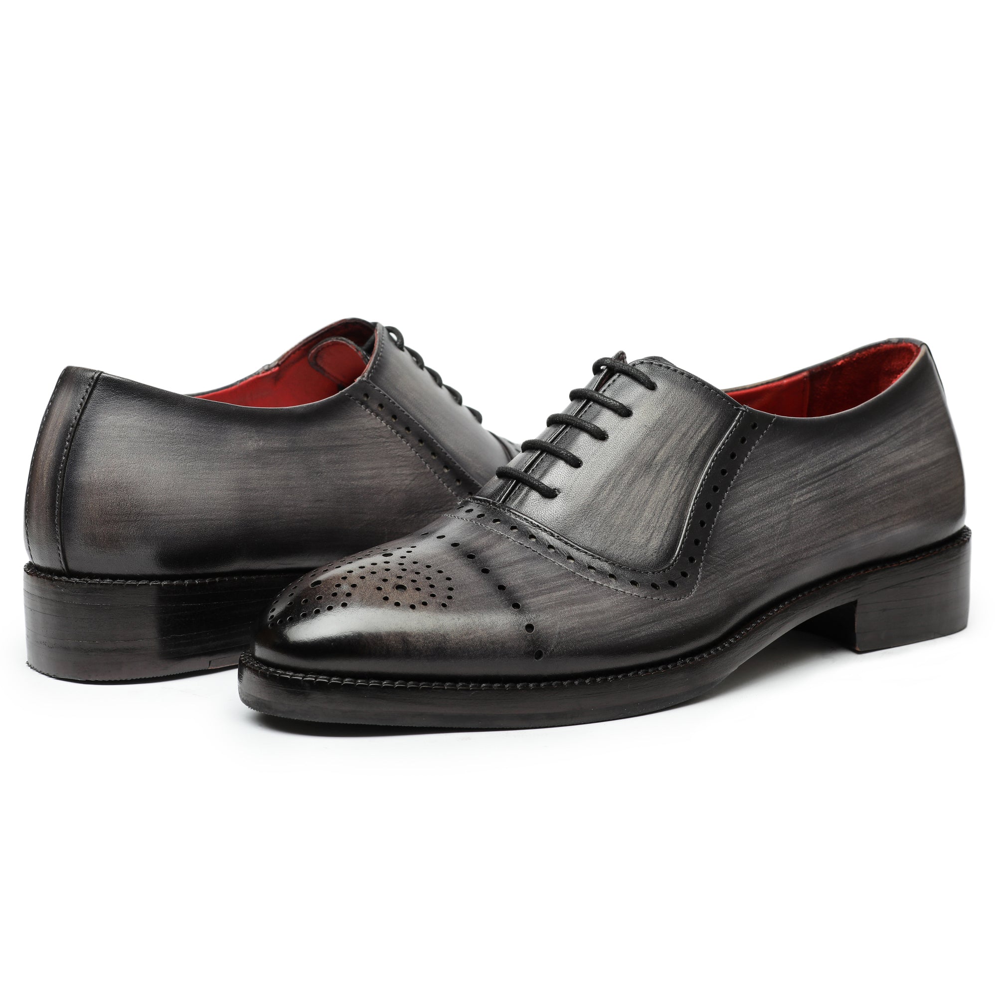 Medallion Toe Oxford- Gray Dress Shoes for Men by Lethato STANDARD / US 8.5-9 / UK 8 / Gray Medallion Toe Oxford- Gray Dress Shoes for Men by Lethato STANDARD / US 8.5-9 / UK 8 / Gray