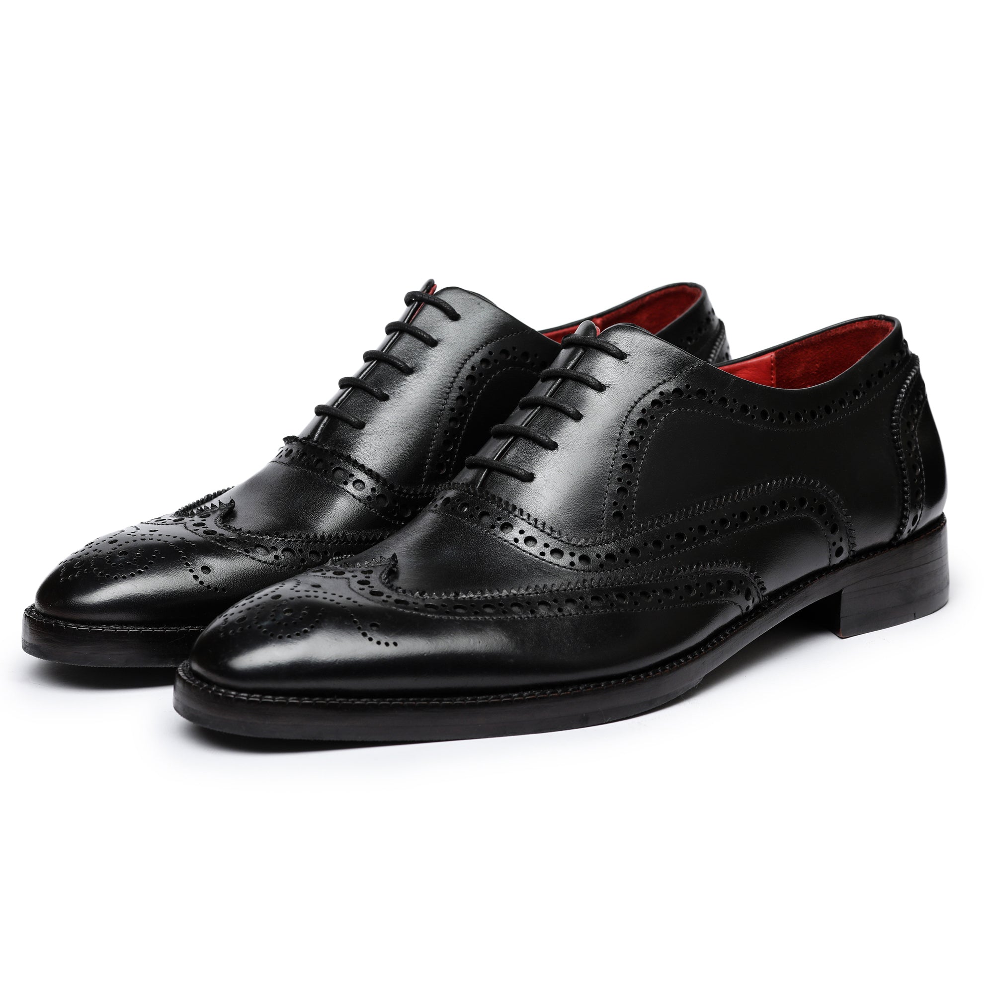 Mens Black & Red Leather Wingtip Dress Shoes - Size 11 – m