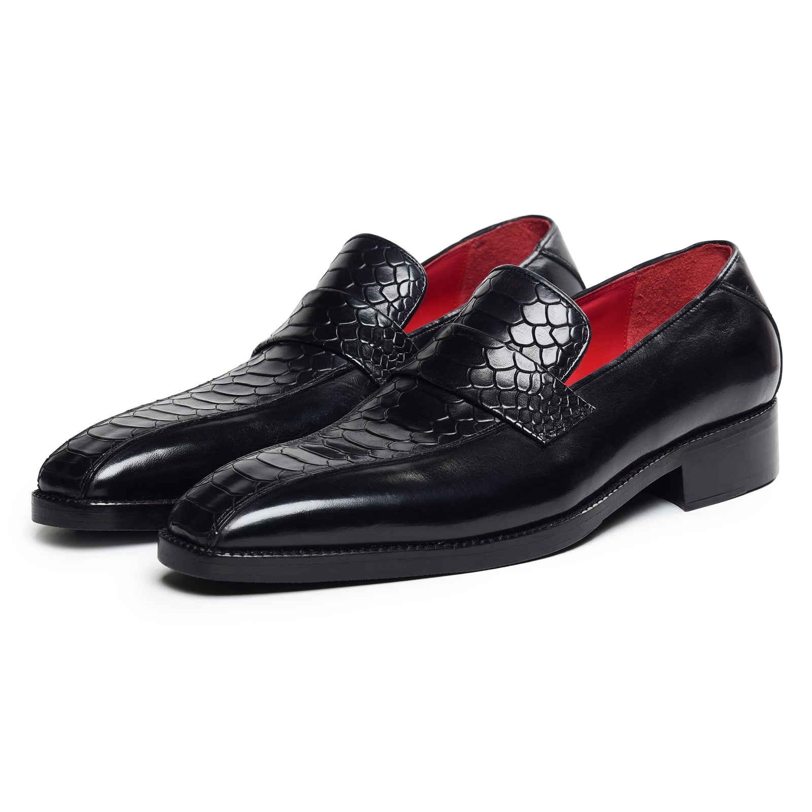 Penny Loafers - Croc Black