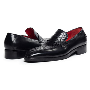 Penny Loafers - Croc Black