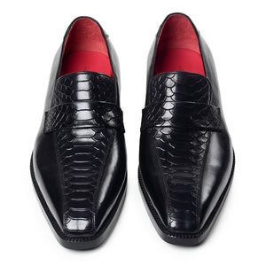 Penny Loafers - Croc Black