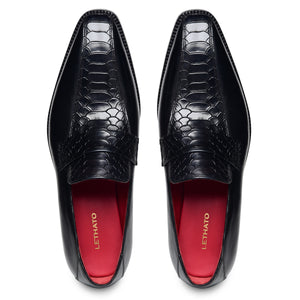 Penny Loafers - Croc Black