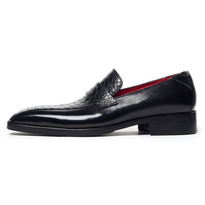 Penny Loafers - Croc Black