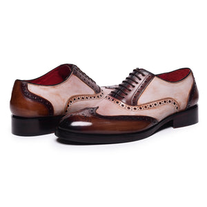 Wingtip Brogue Oxfords - Brown & Beige